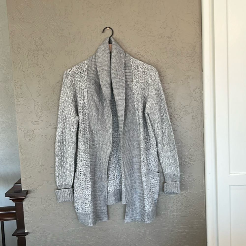 Grey Knit Cardigan Sweater